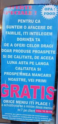 Meniu gratis